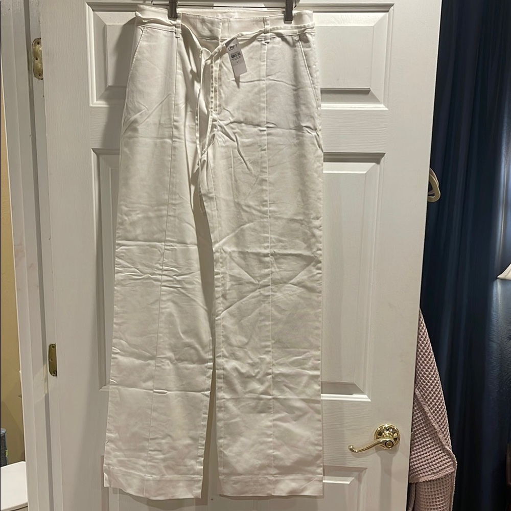 LOFT White Linen Cotton Pants NWT size 8 tall